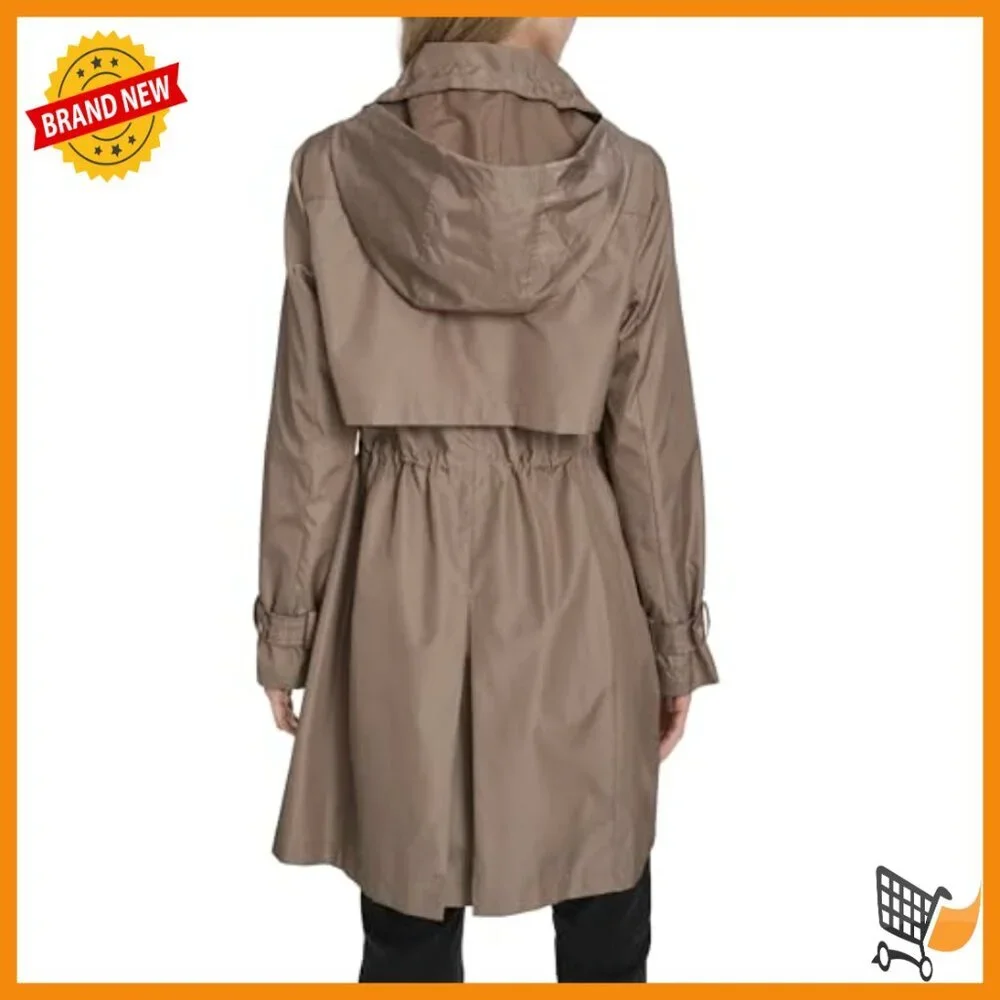 Waterproof Trench Coat with Stow Away Hood, Adjustable Fit